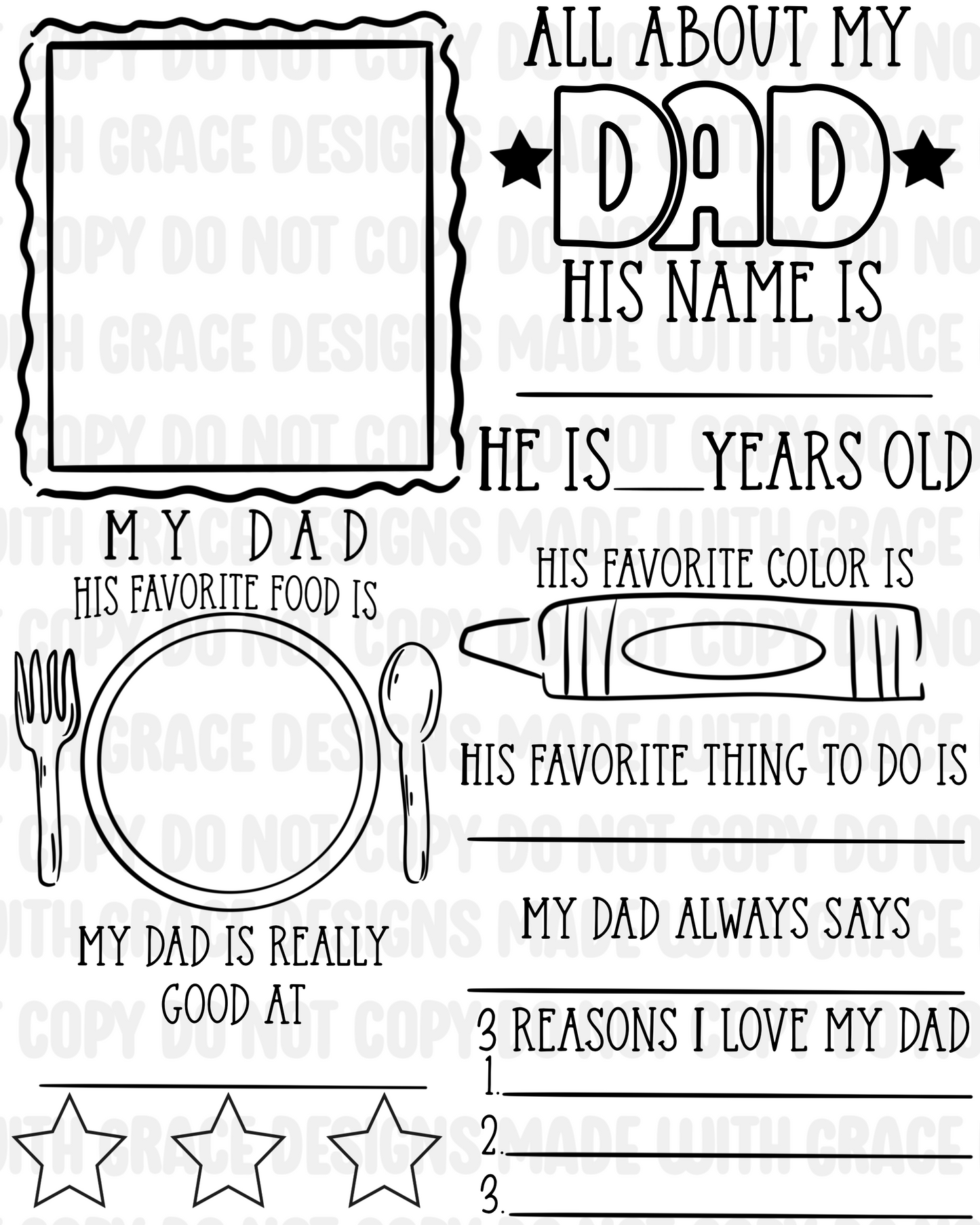 Fill out your own DIGITAL dad sheets