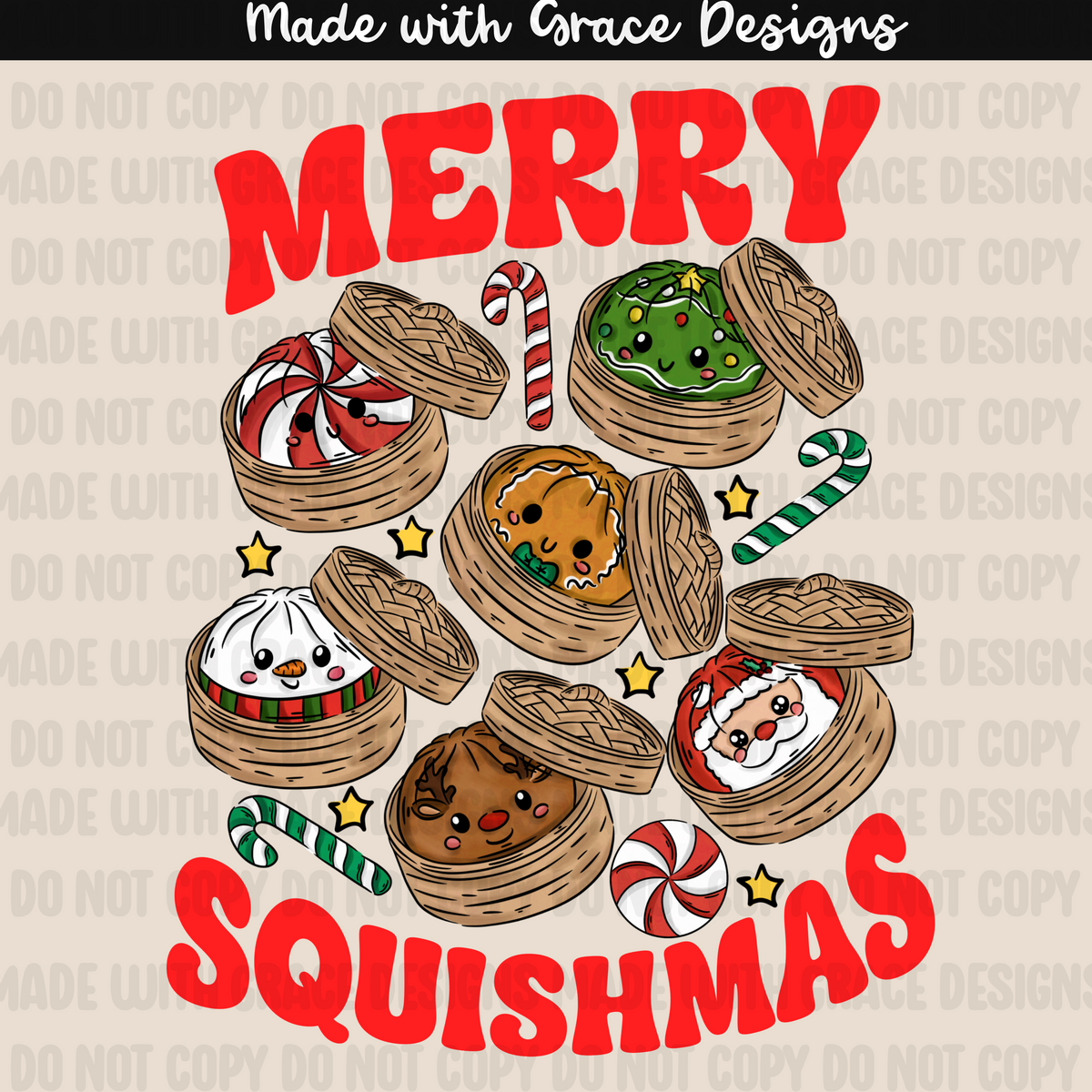 Squishy Christmas Seamless + PNG options