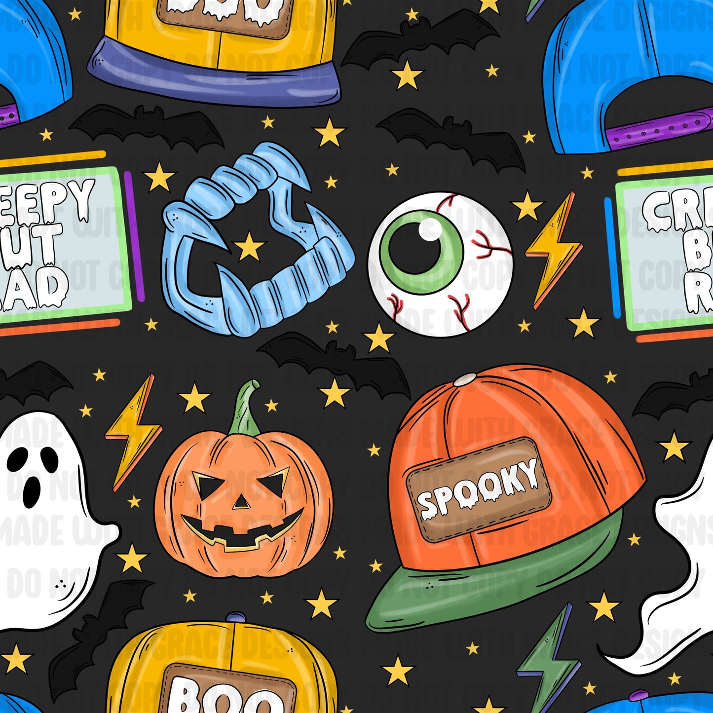Halloween Snapbacks Seamless