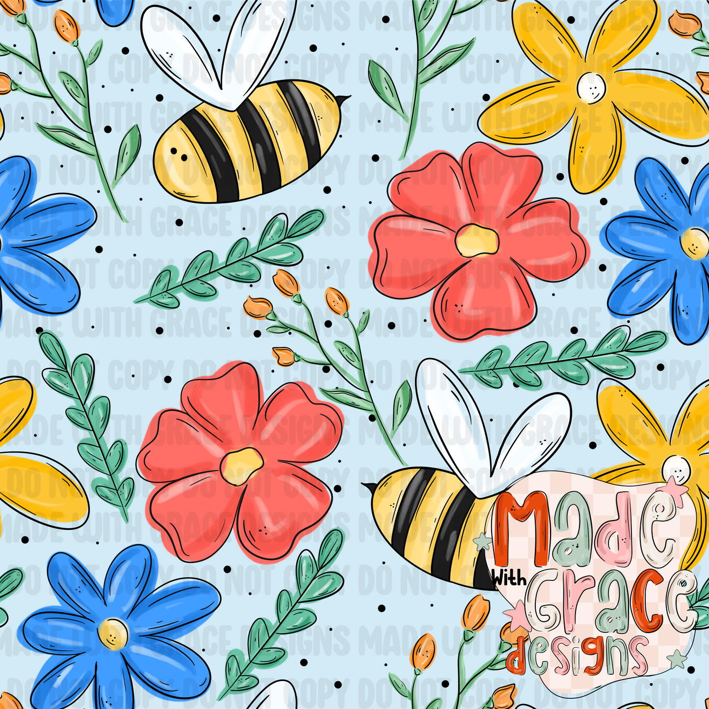 Buzzy Bee Seamless/PNG