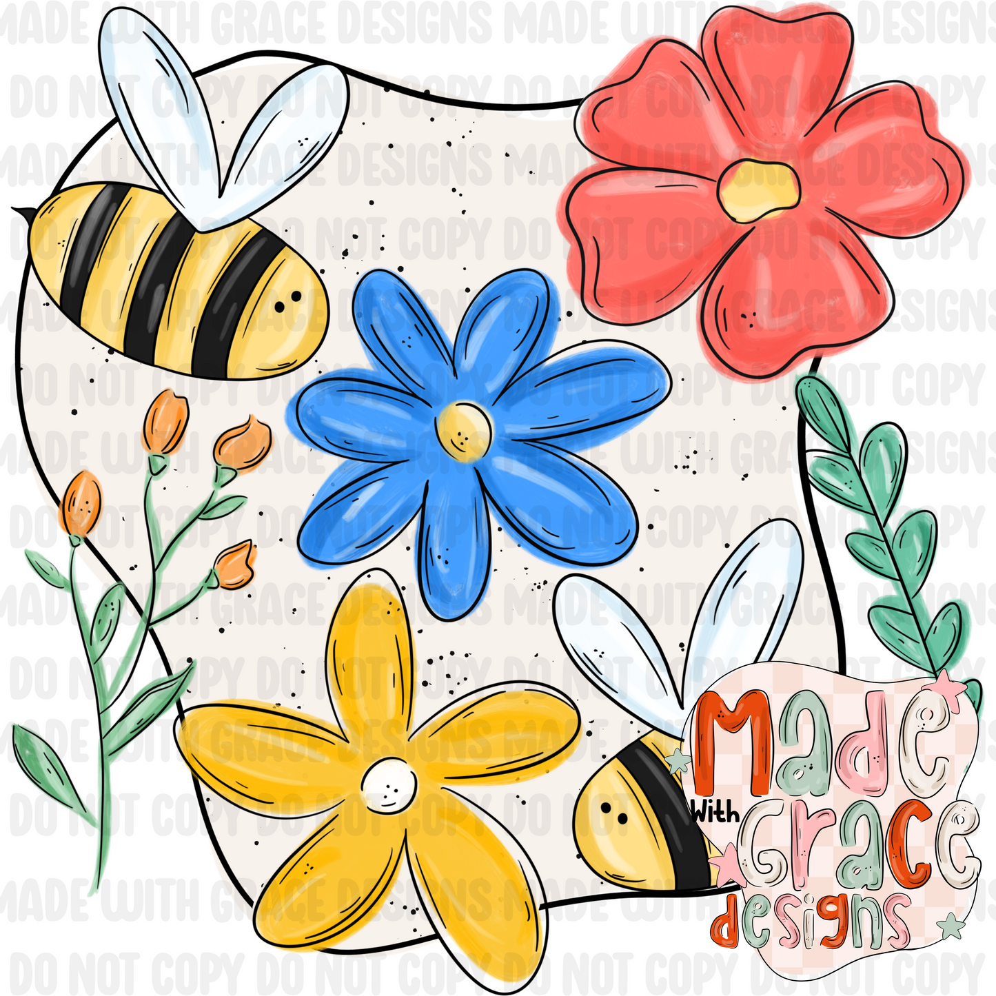Buzzy Bee Seamless/PNG
