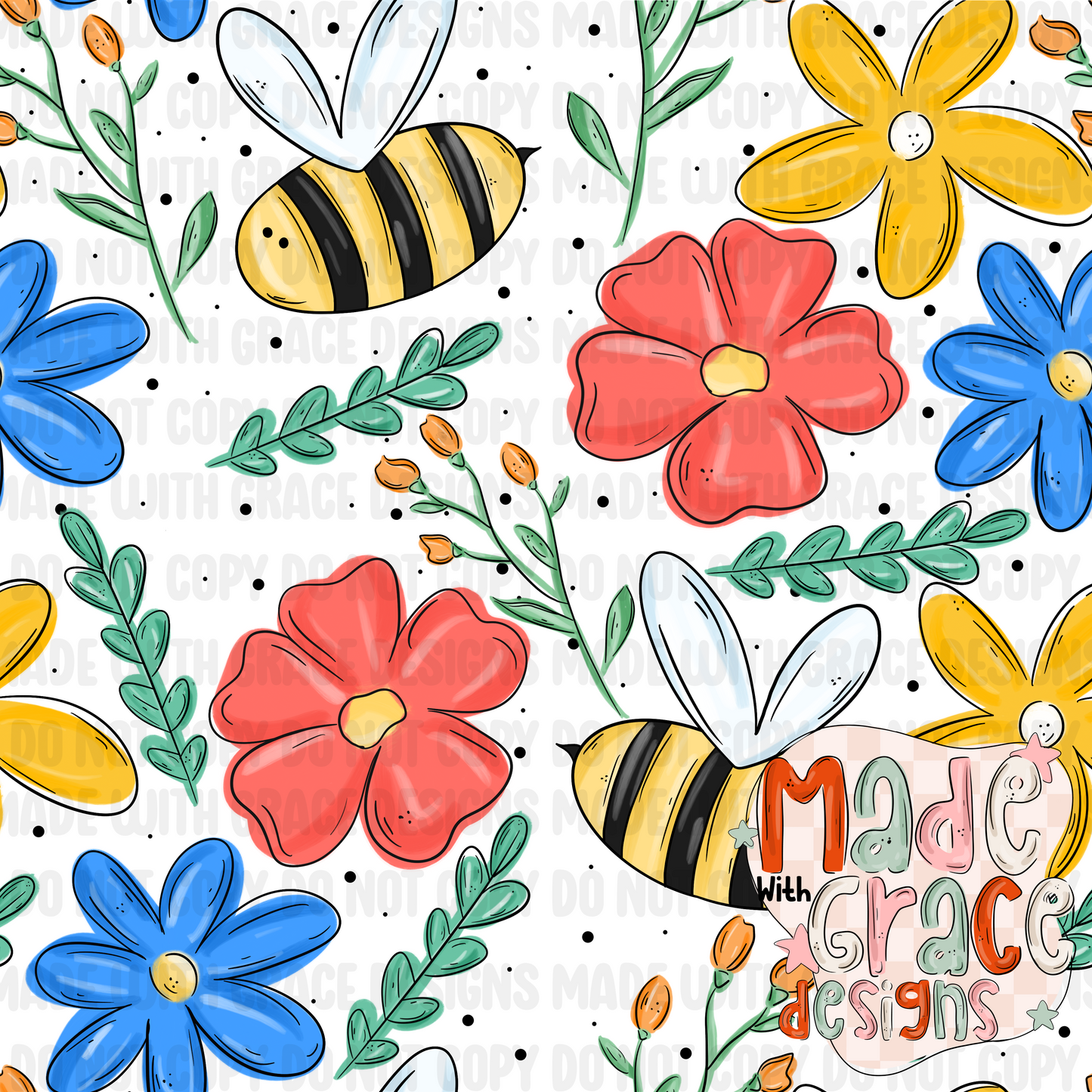 Buzzy Bee Seamless/PNG