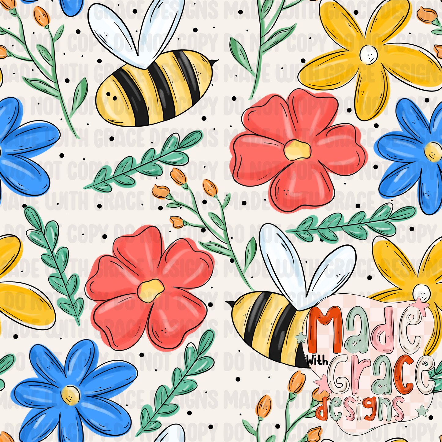 Buzzy Bee Seamless/PNG
