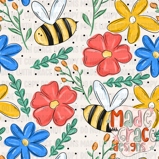 Buzzy Bee Seamless/PNG
