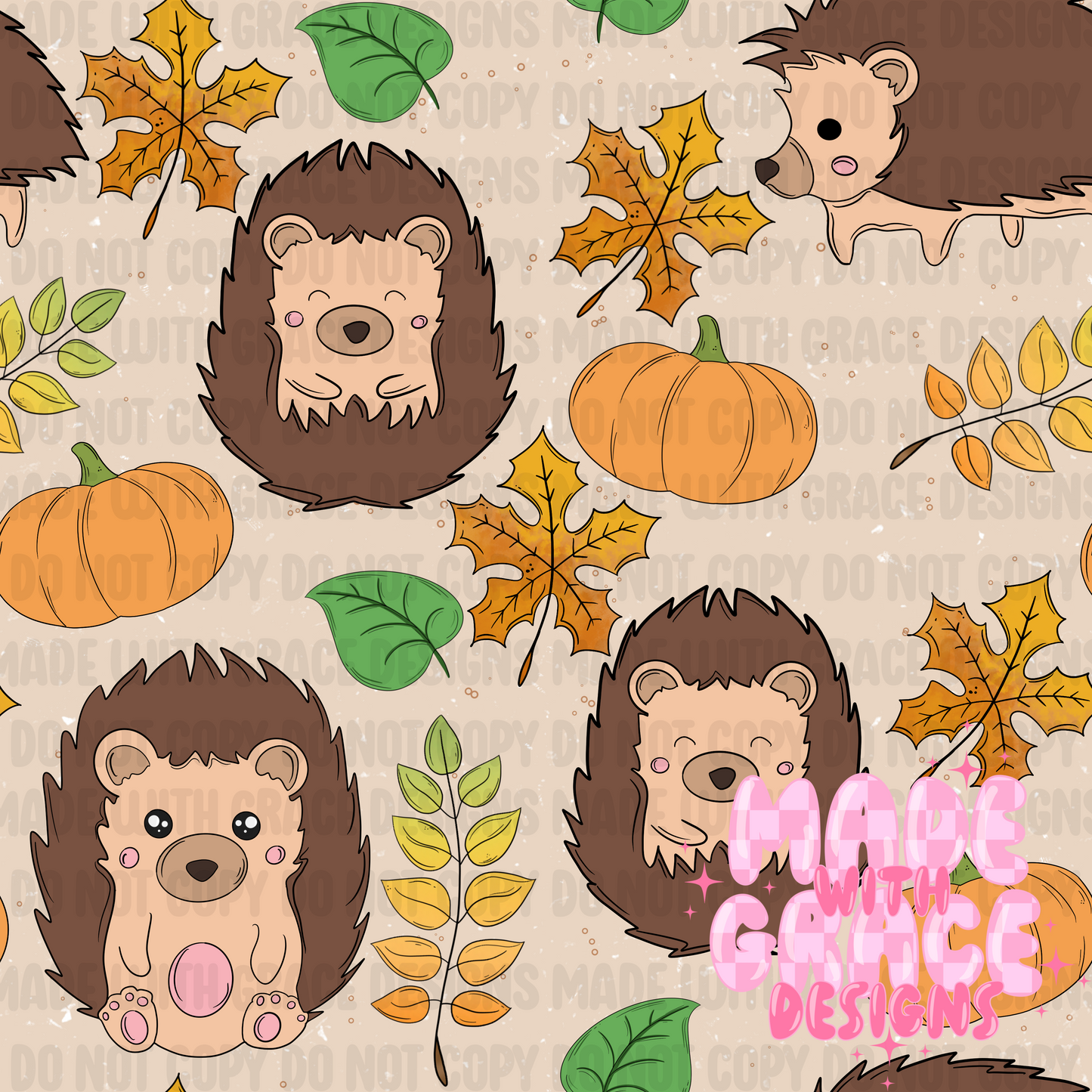 Hedgies & Pumpkins Seamless
