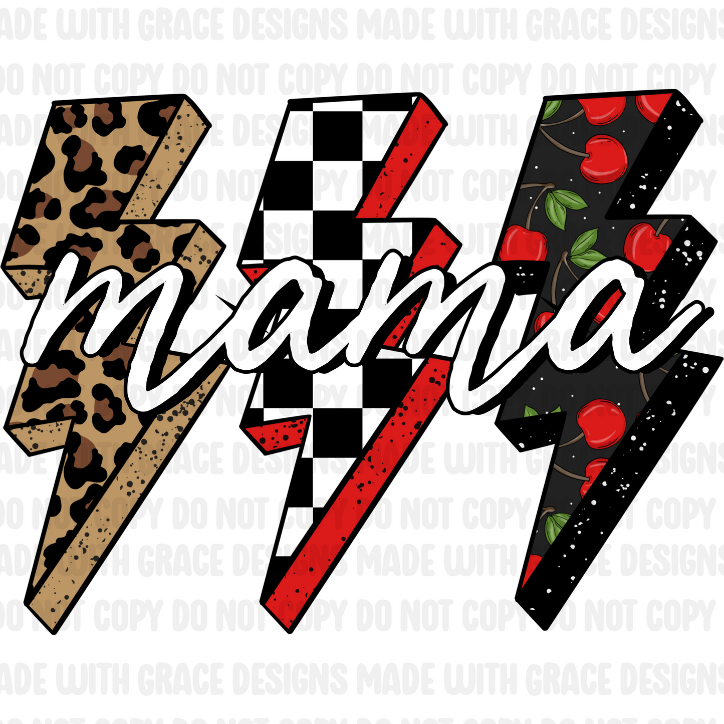 Leopard, Checks, & Cherries MAMA PNG