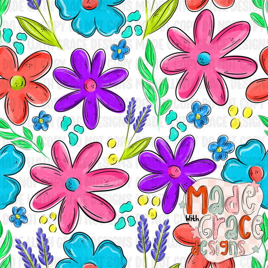 Neon Flowers Seamless File