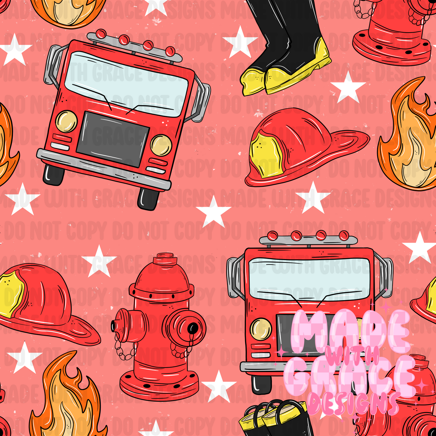 Firefighter Seamless/PNG