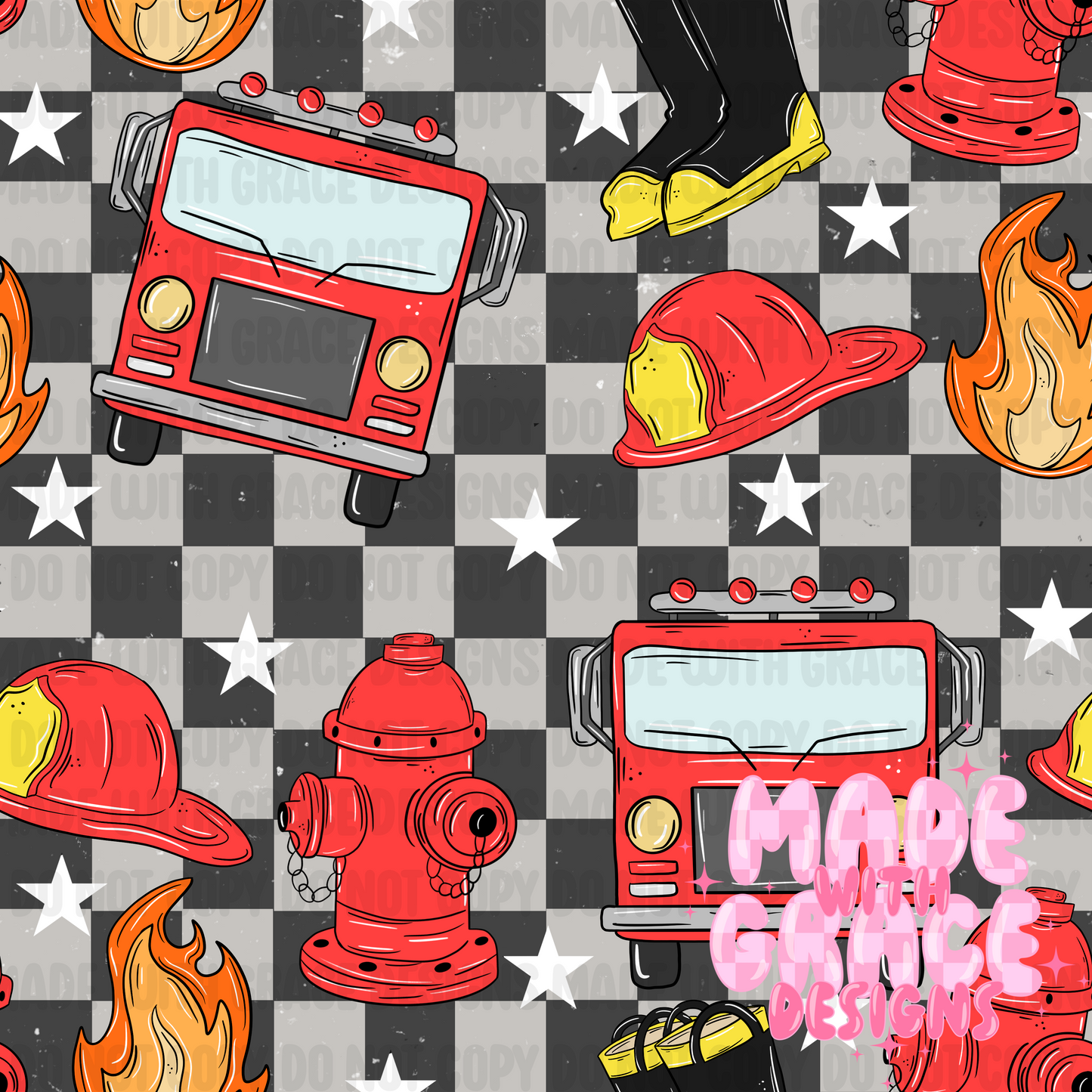 Firefighter Seamless/PNG