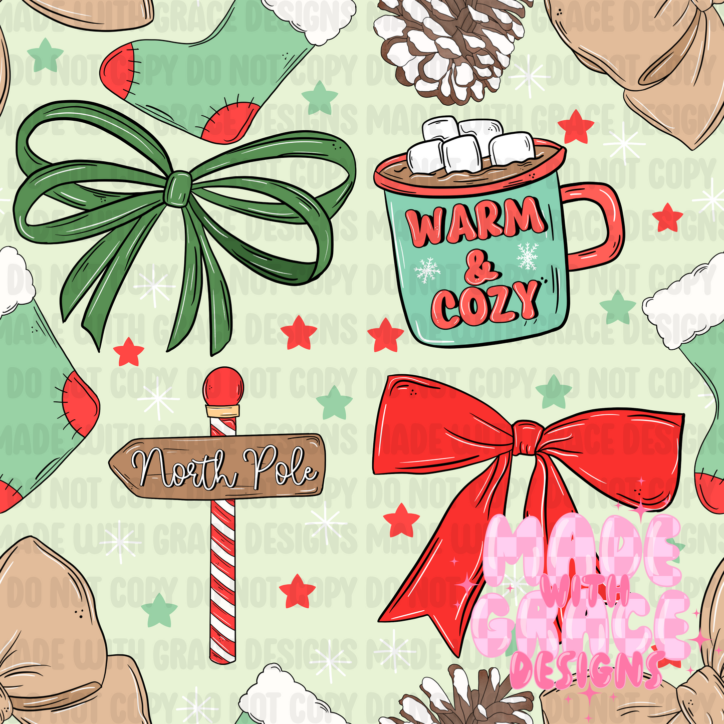 Christmas Eve Bows Seamless