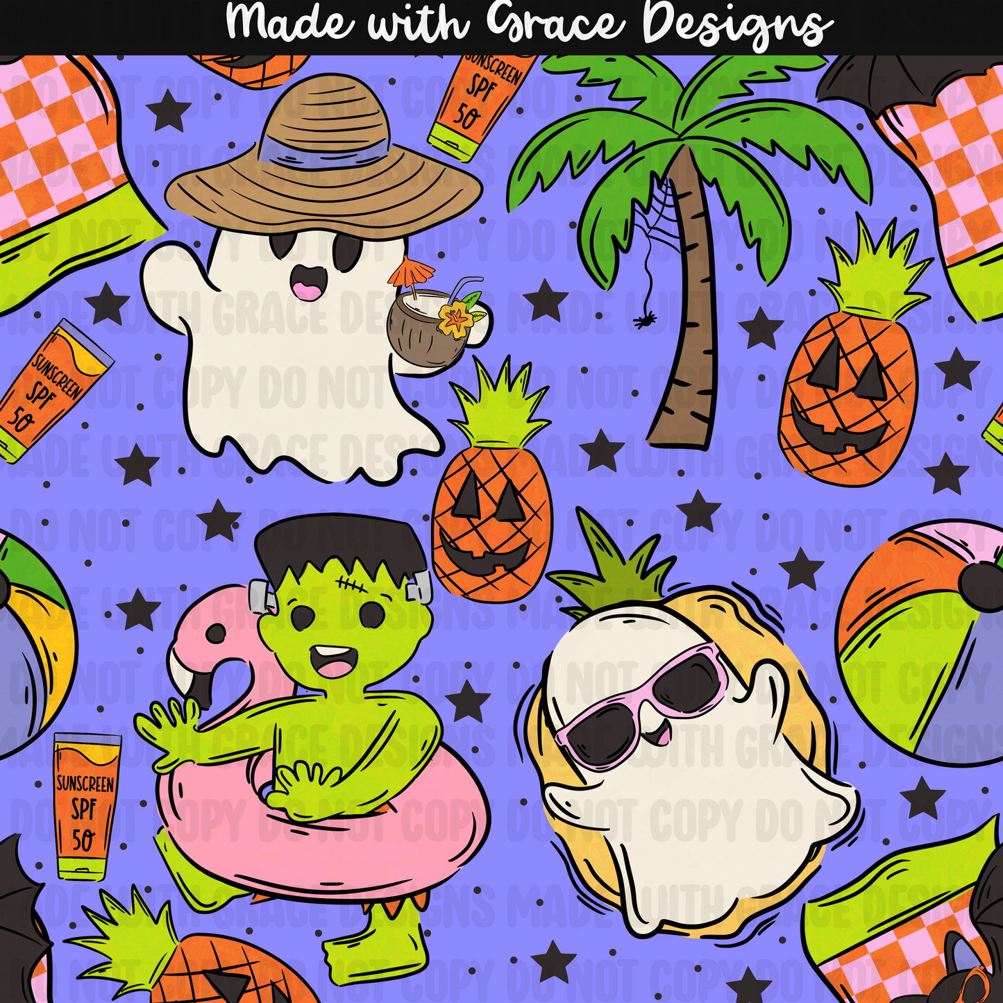Summerween Seamless + png + wrap options