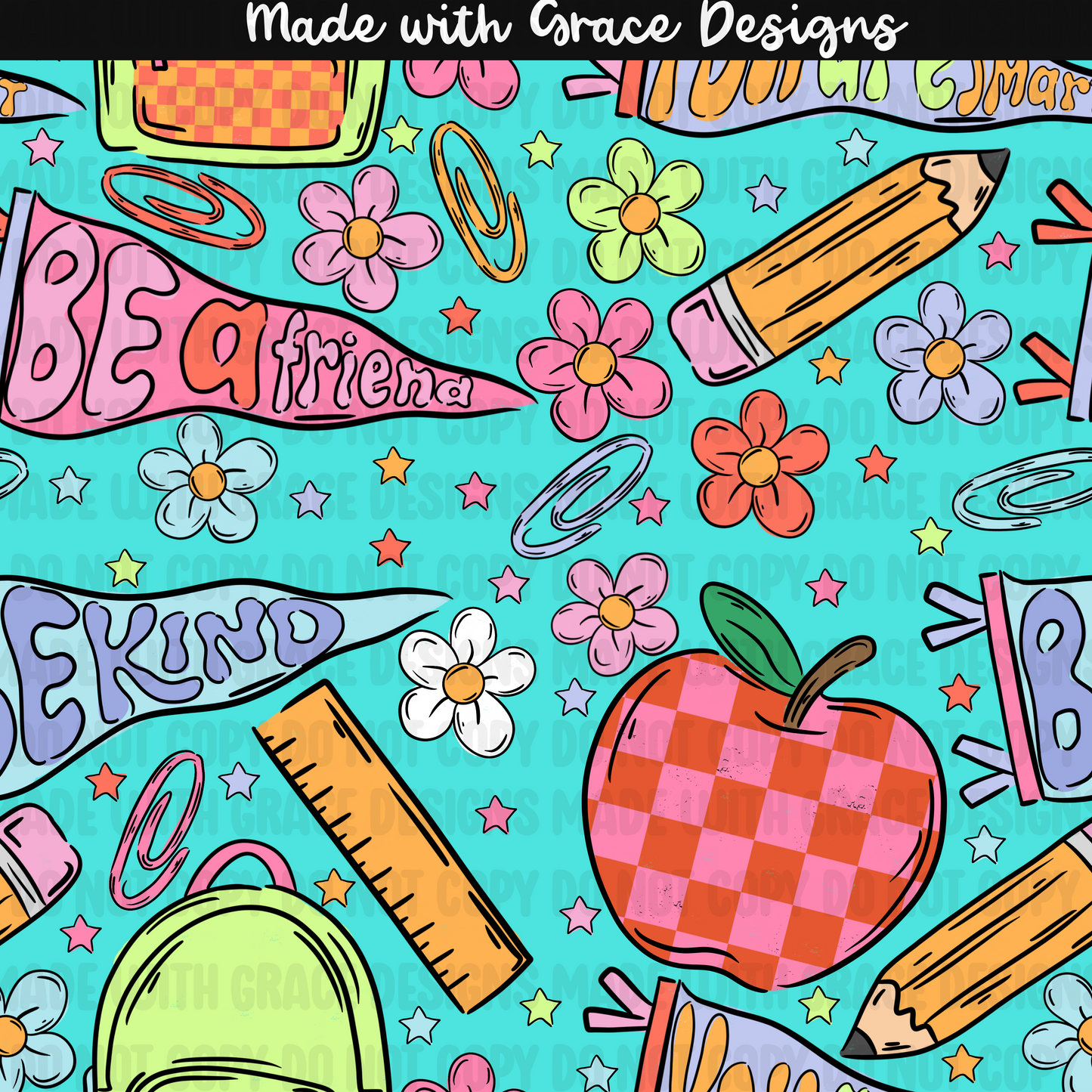 Back to School Affirmations- girl seamless + png options (Copy)