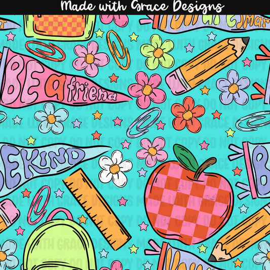 Back to School Affirmations- girl seamless + png options (Copy)