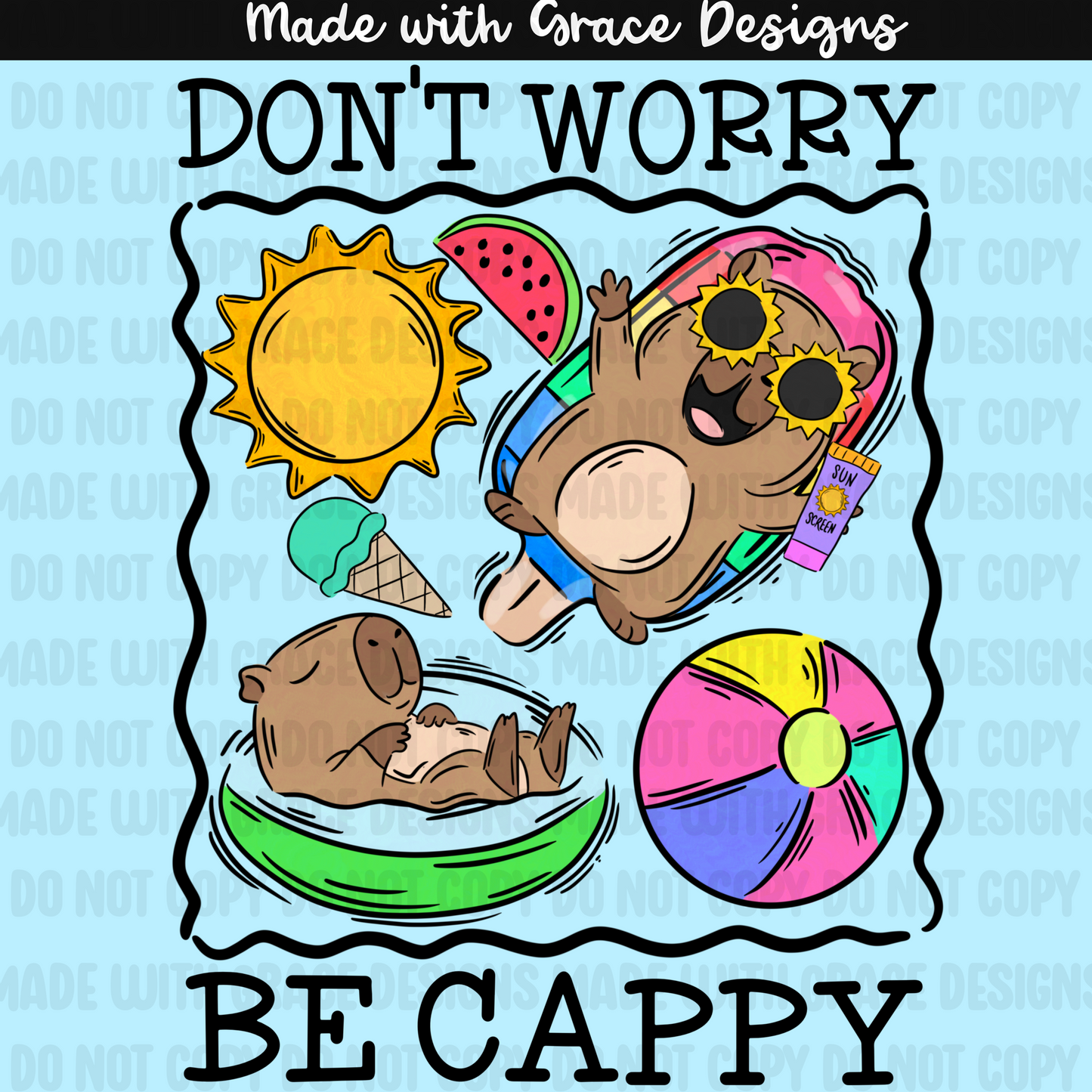 Summer Capybara Seamless + PNG options