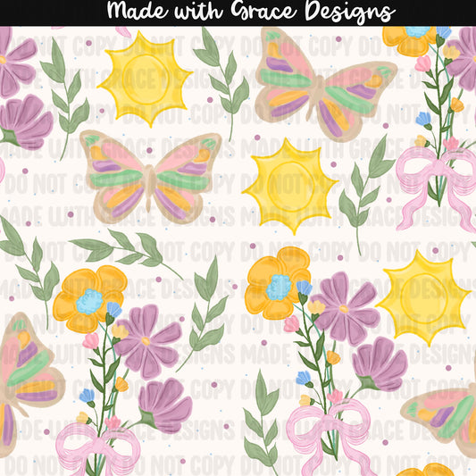 Spring Floral with butterflies Seasmless