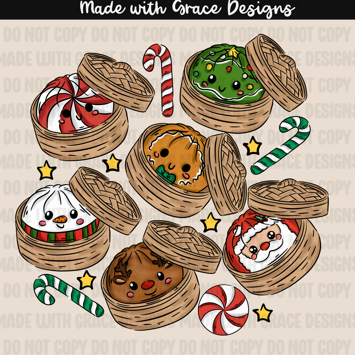 Squishy Christmas Seamless + PNG options