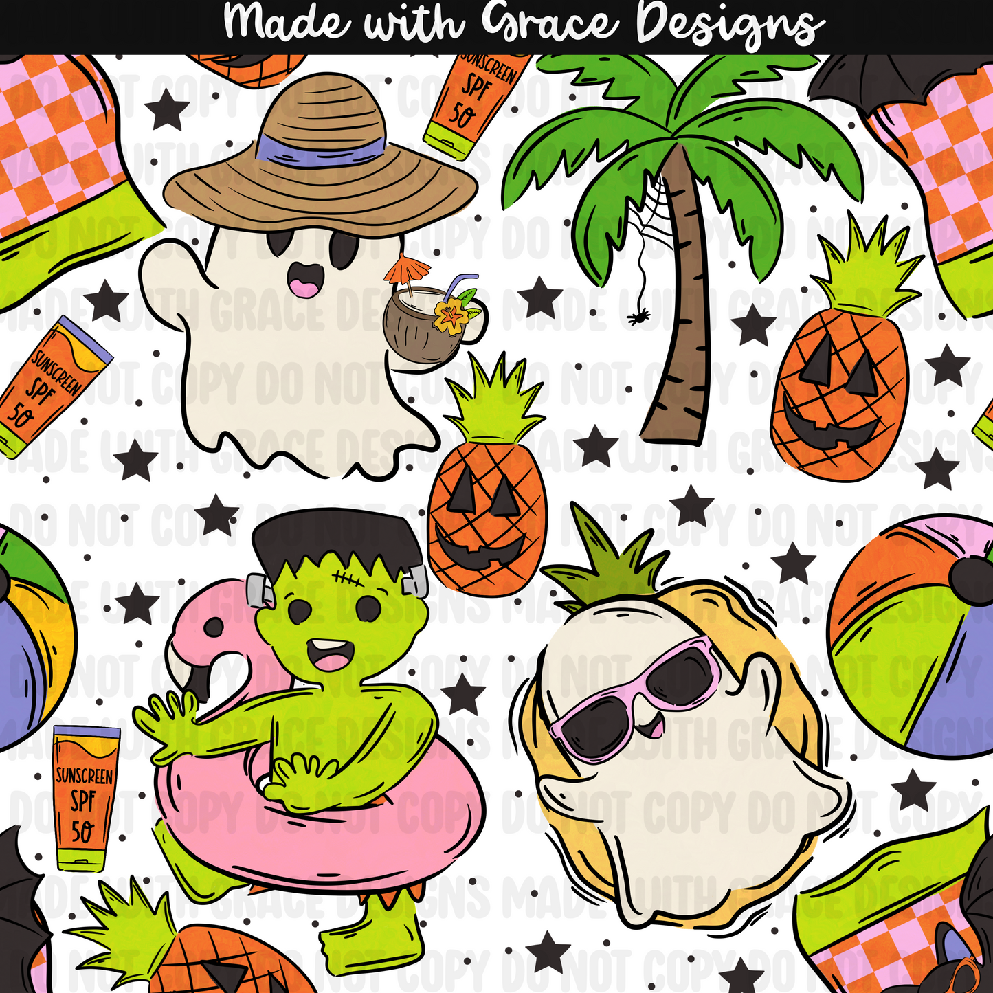 Summerween Seamless + png + wrap options