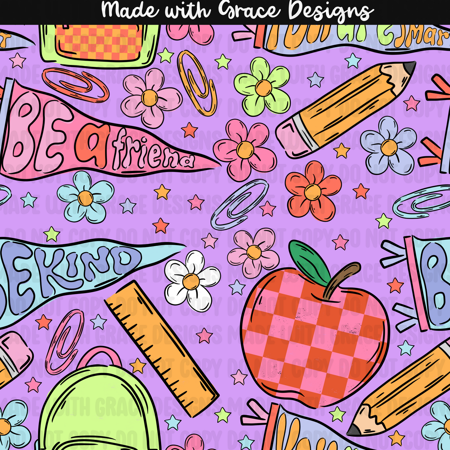 Back to School Affirmations- girl seamless + png options (Copy)