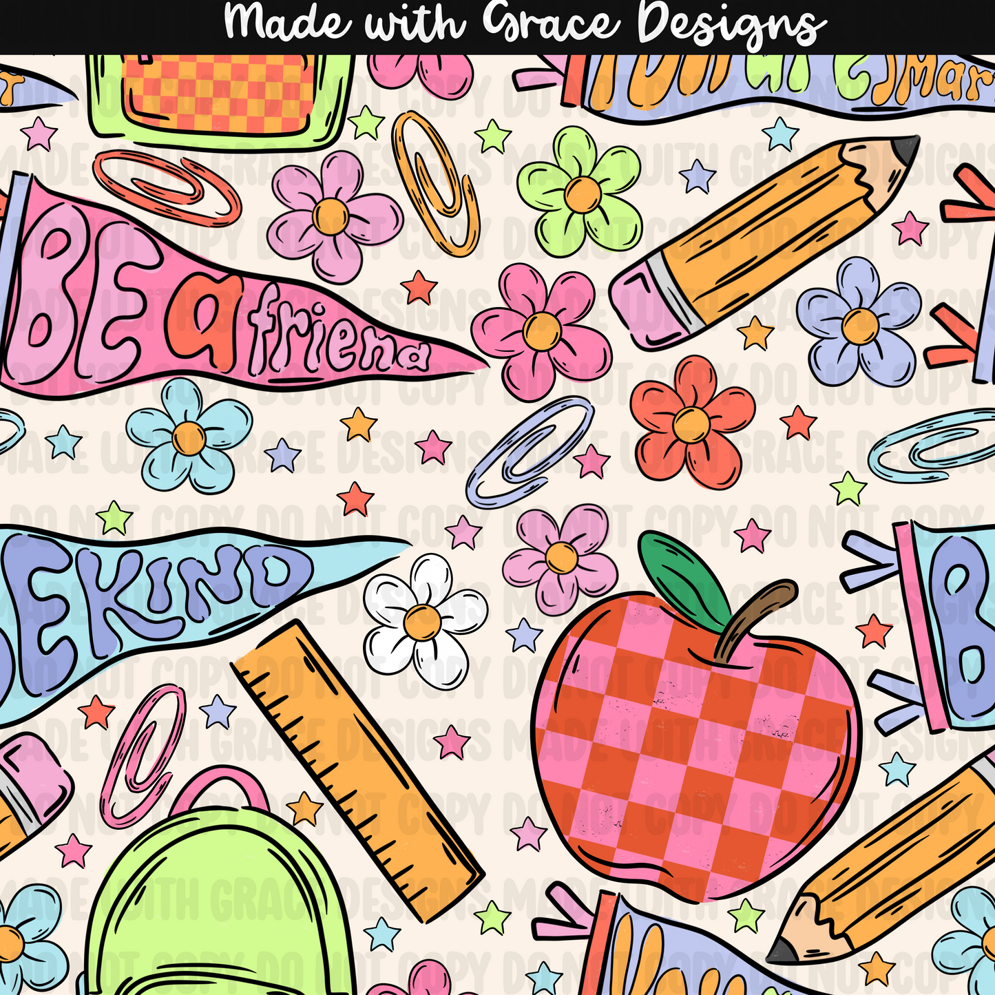 Back to School Affirmations- girl seamless + png options (Copy)