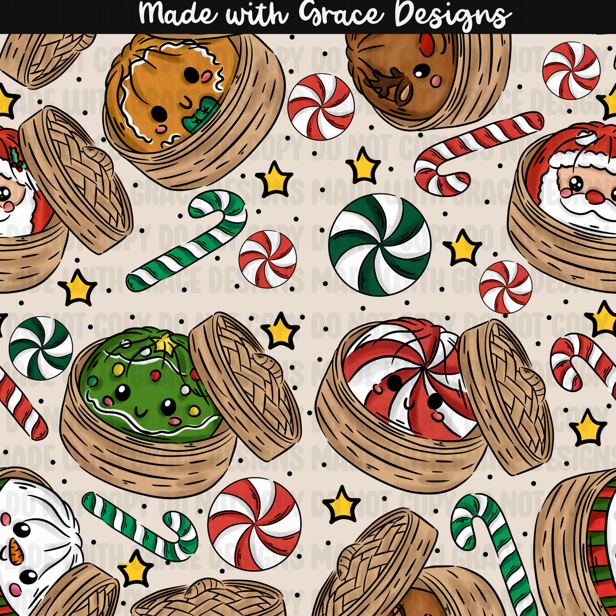 Squishy Christmas Seamless + PNG options