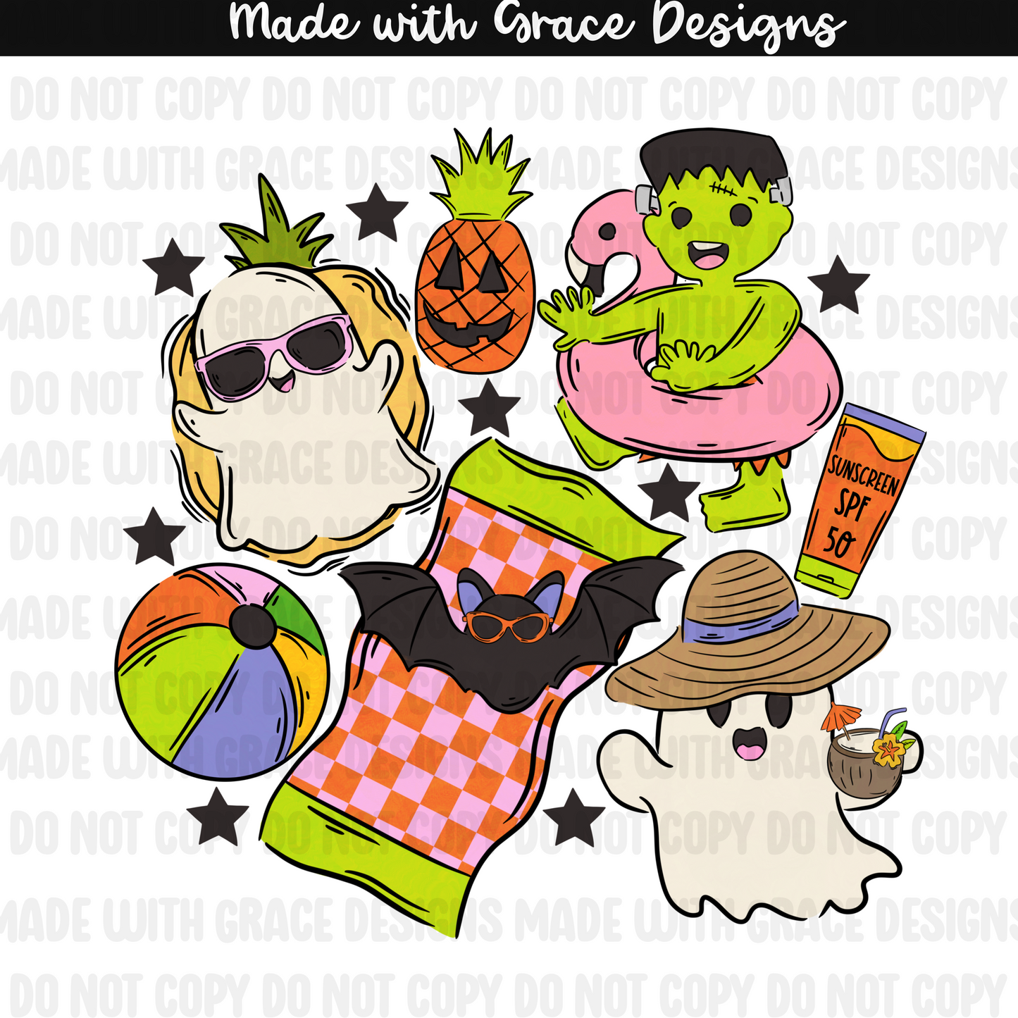Summerween Seamless + png + wrap options