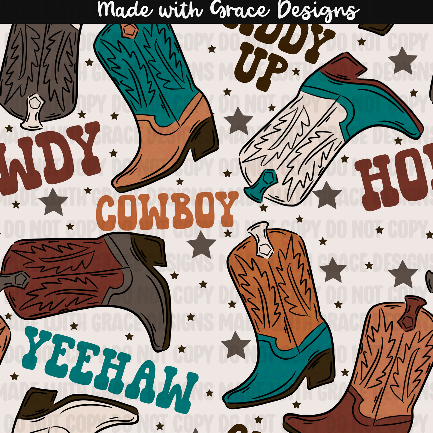 Cowboy boots seamless + png option