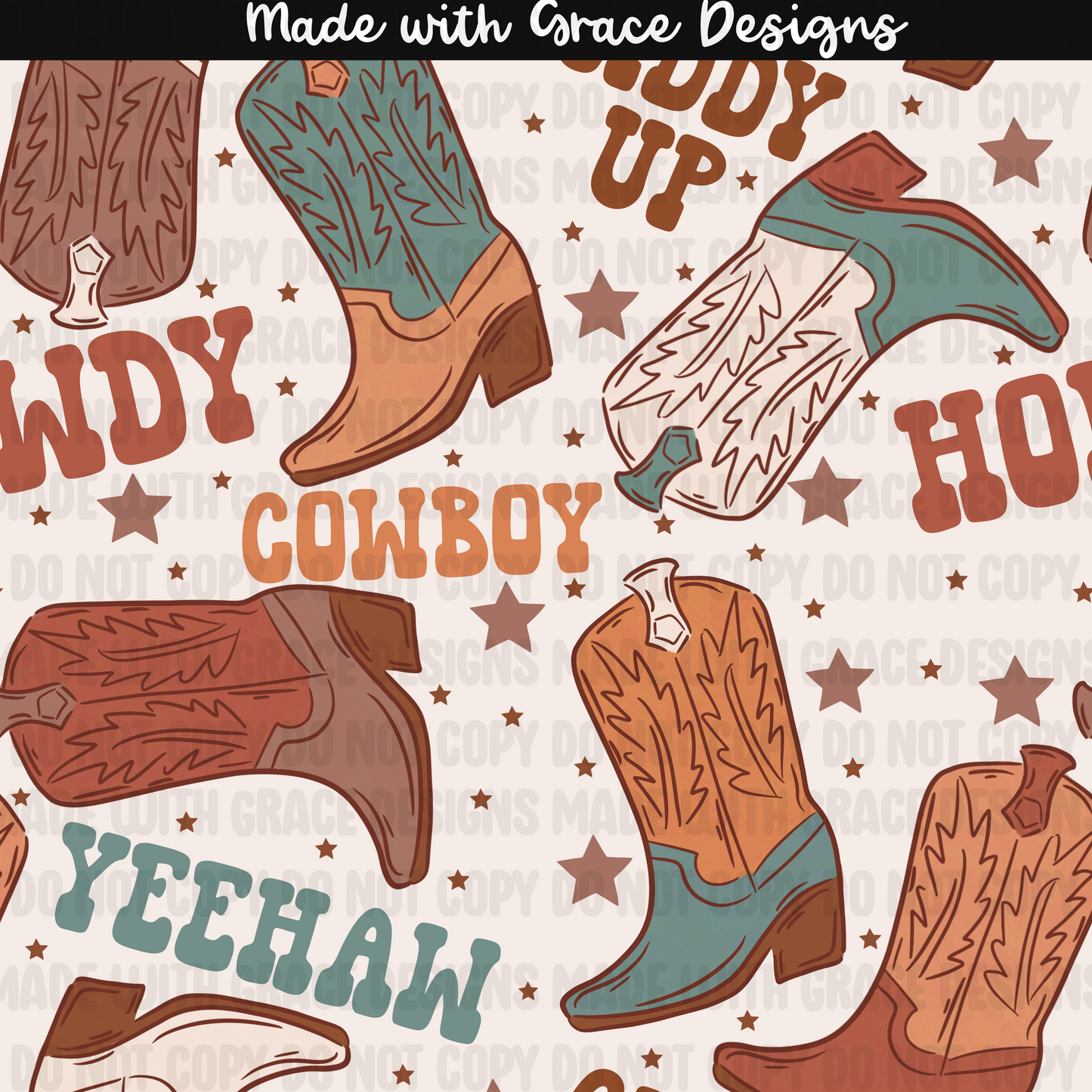 Cowboy boots seamless + png option