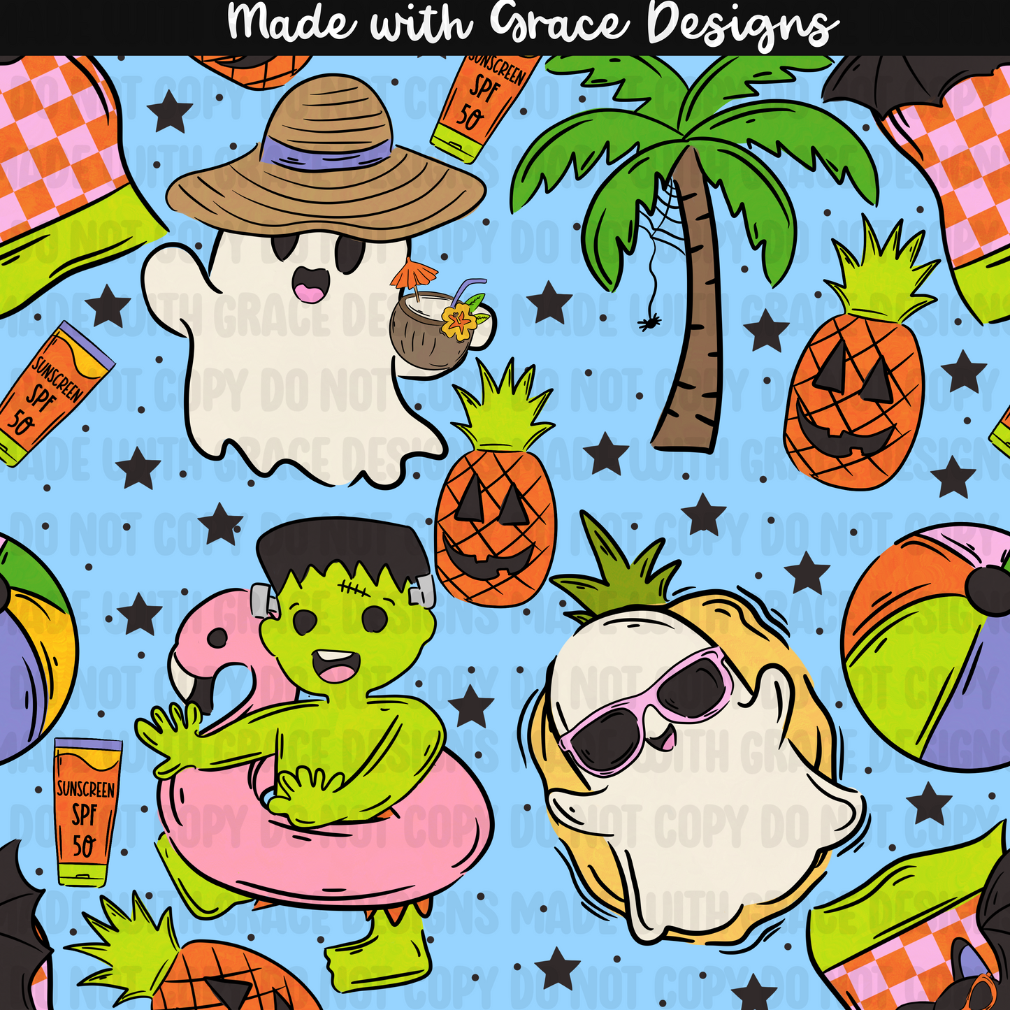Summerween Seamless + png + wrap options