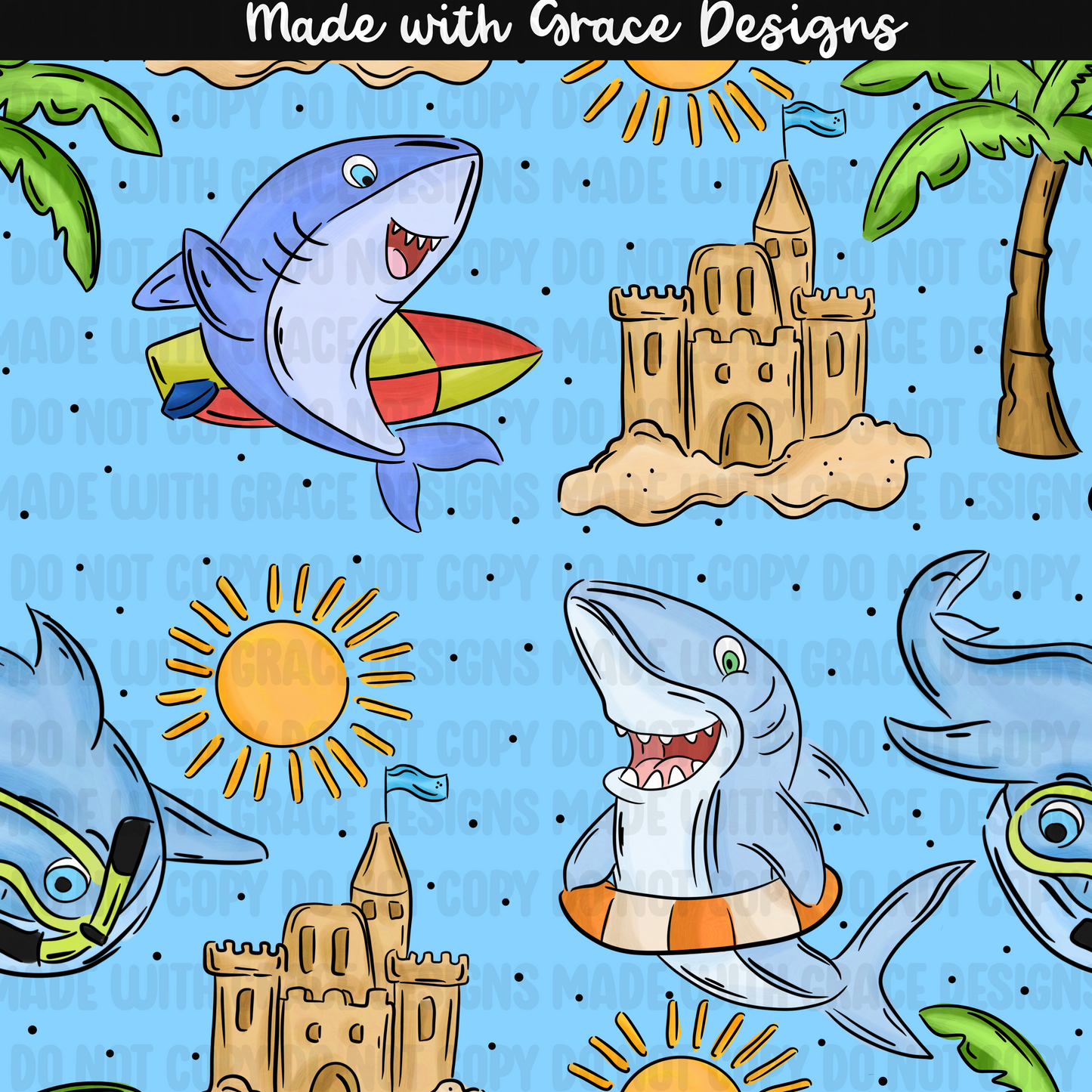 Summer Shark Seamless