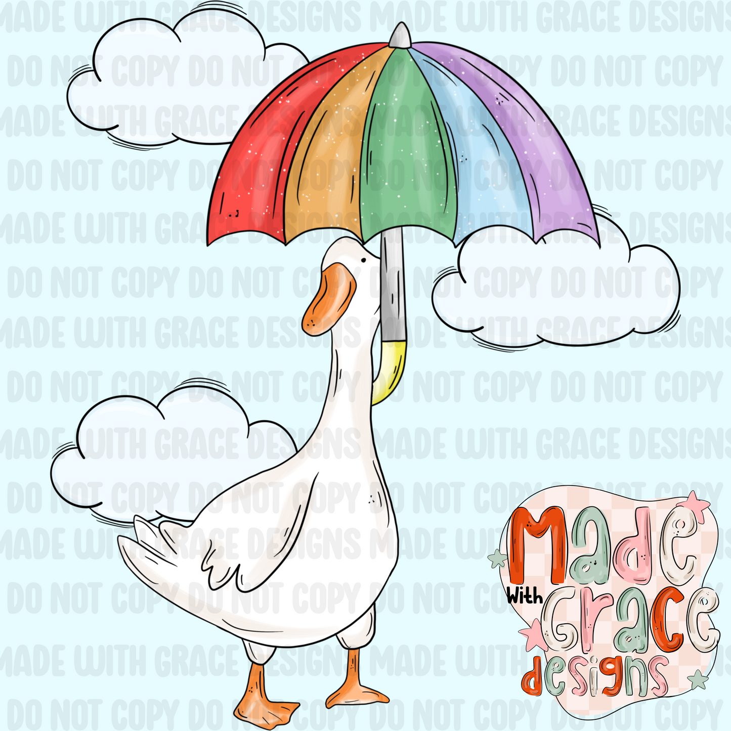 Rainy Day Goose and Duck Seamless/PNG