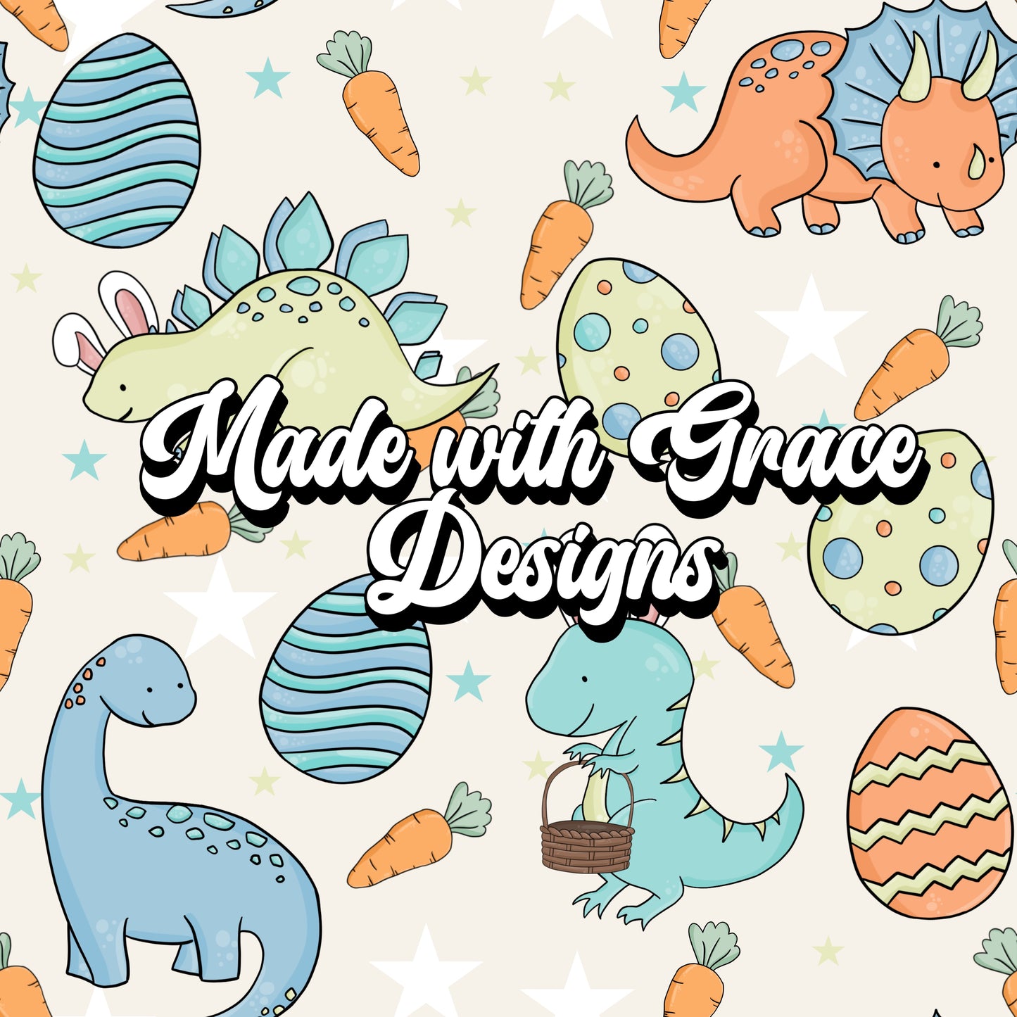 Easter Dino Buddies Seamless File - tan