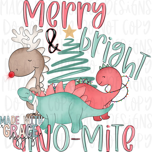 Merry, Bright, & Dinomite PNG
