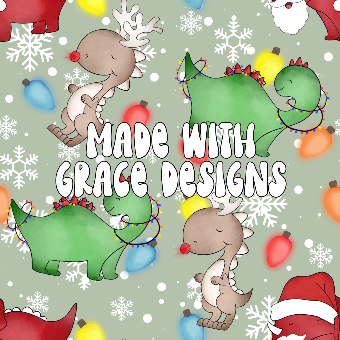 Christmas Dinos Seamless File- Green