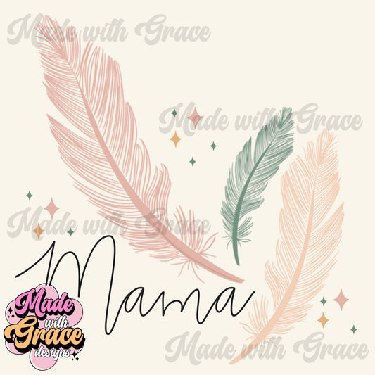 Mama- Boho Feathers PNG